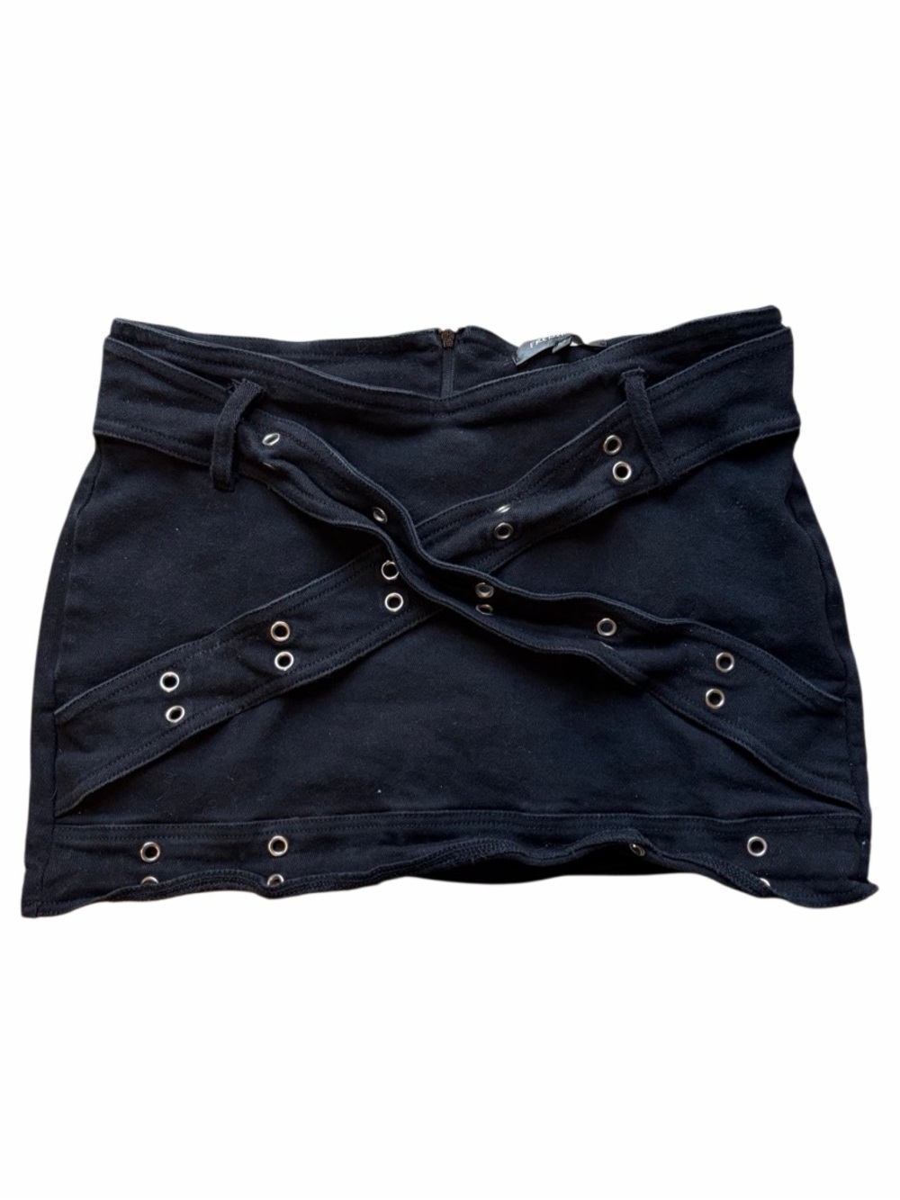 French Kiss Black Eyelet Detail Mini Skort Size Medium